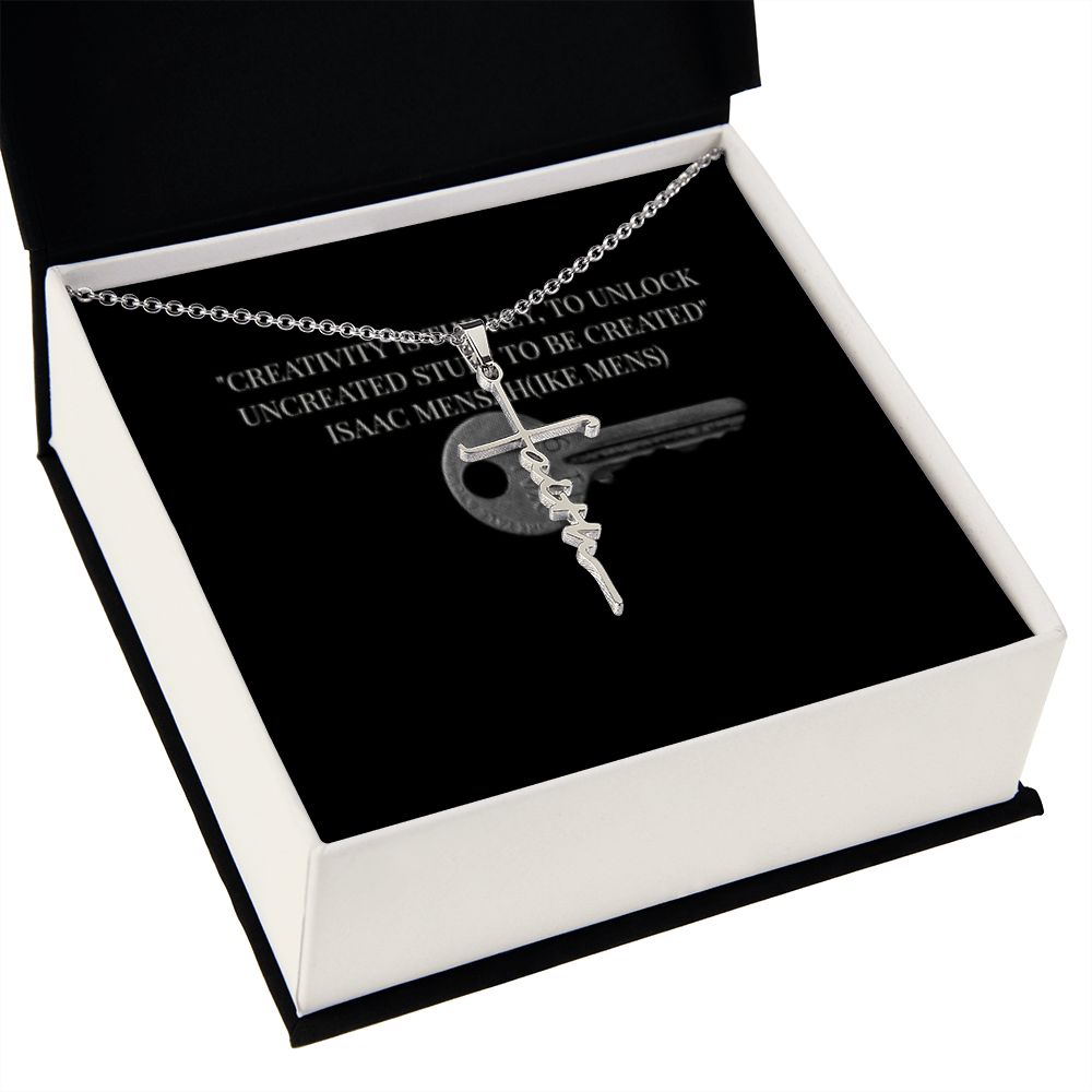IKE MENS QUOTE FAITH CROSS NECKLACE WITH