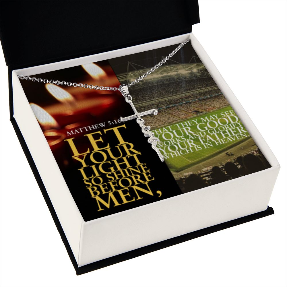 IKE MENS SCRIPTURE COLLAGE FAITH CROSS NECKLACE