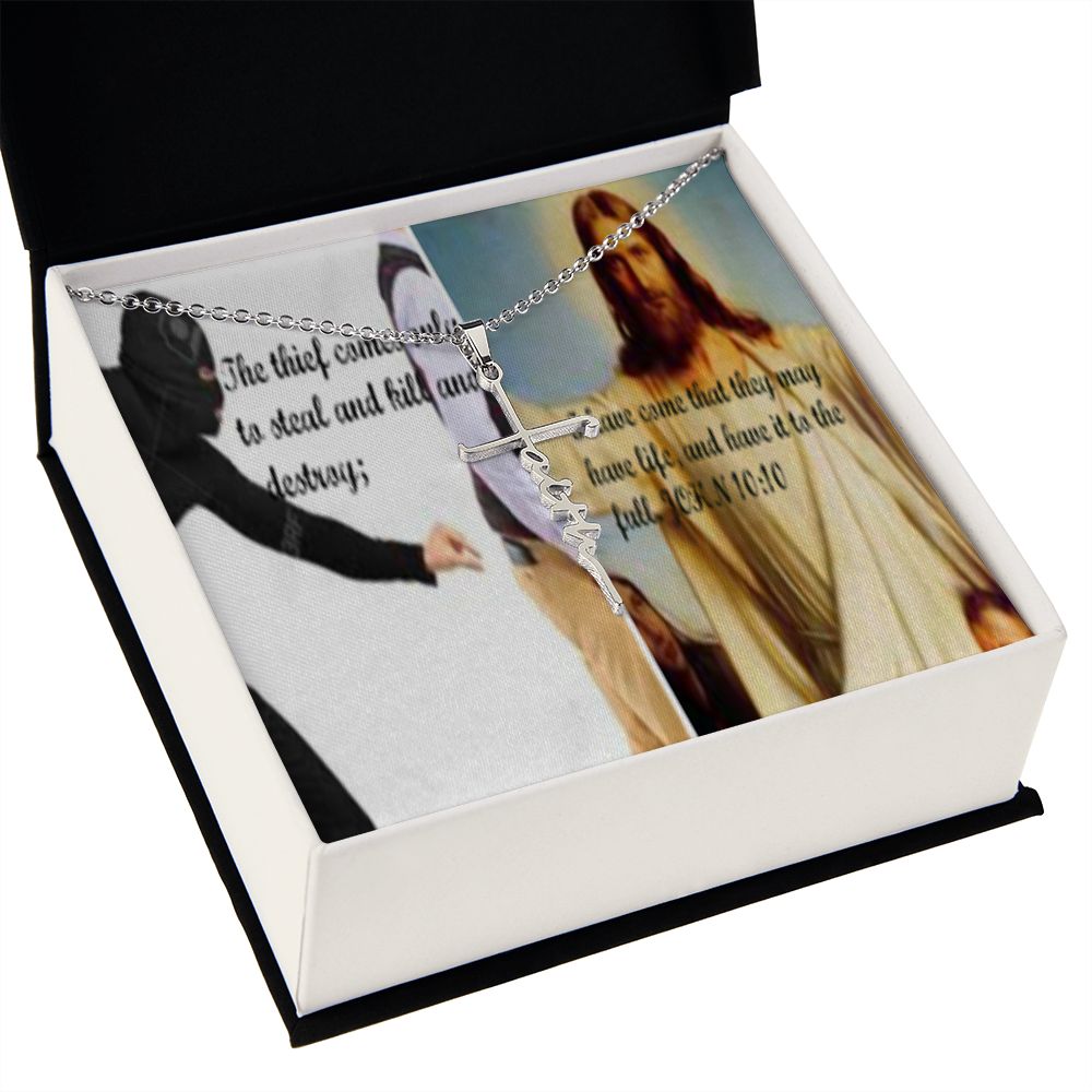 IKE MENS SCRIPTURE COLLAGE FAITH CROSS NECKLACE