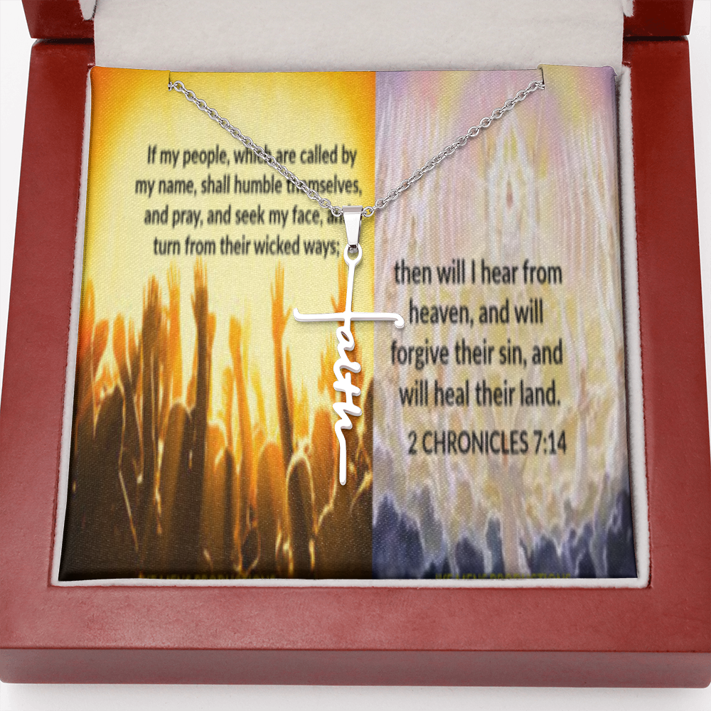 IKE MENS SCRIPTURE COLLAGE FAITH CROSS NECKLACE