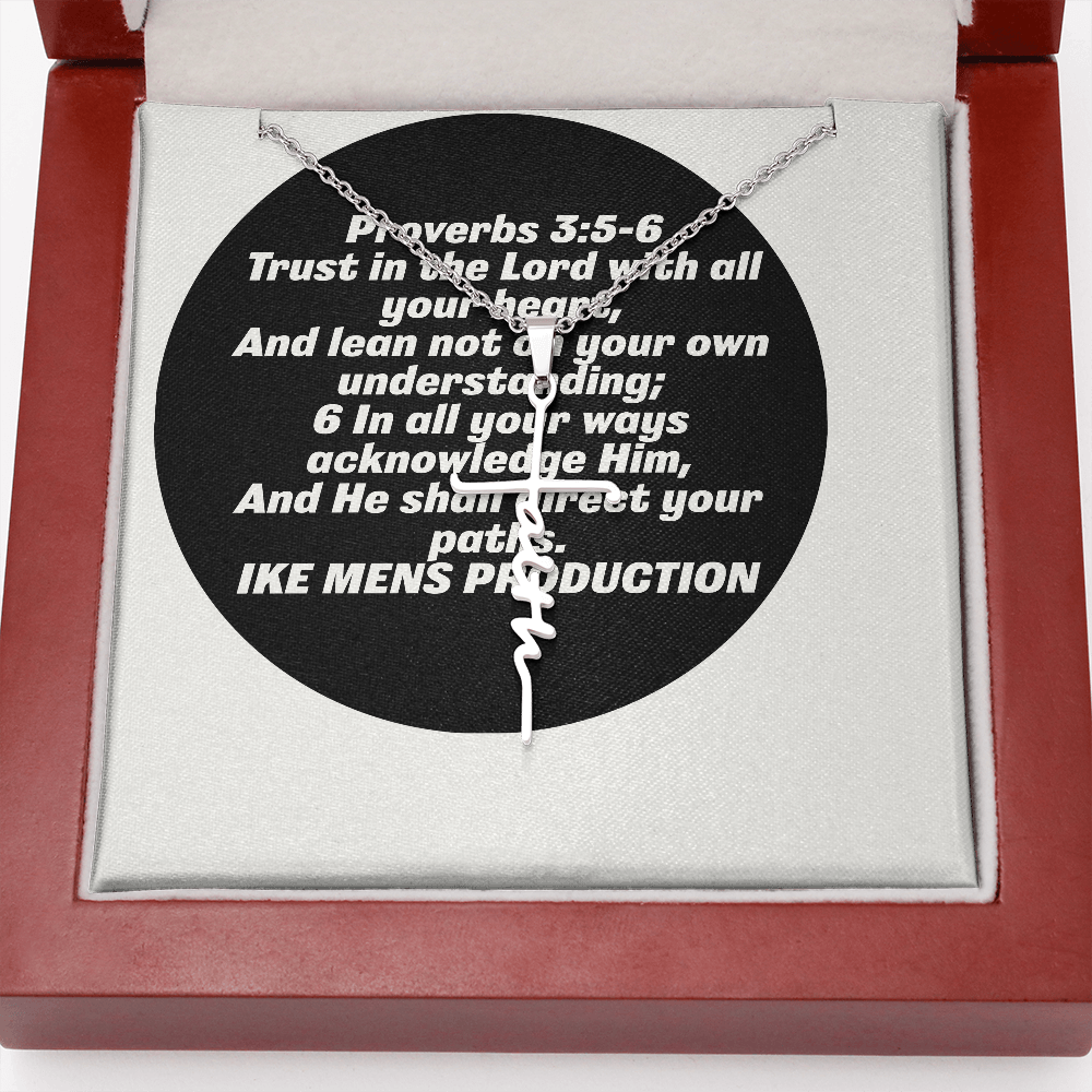 Faith Cross Necklace with a Proverb