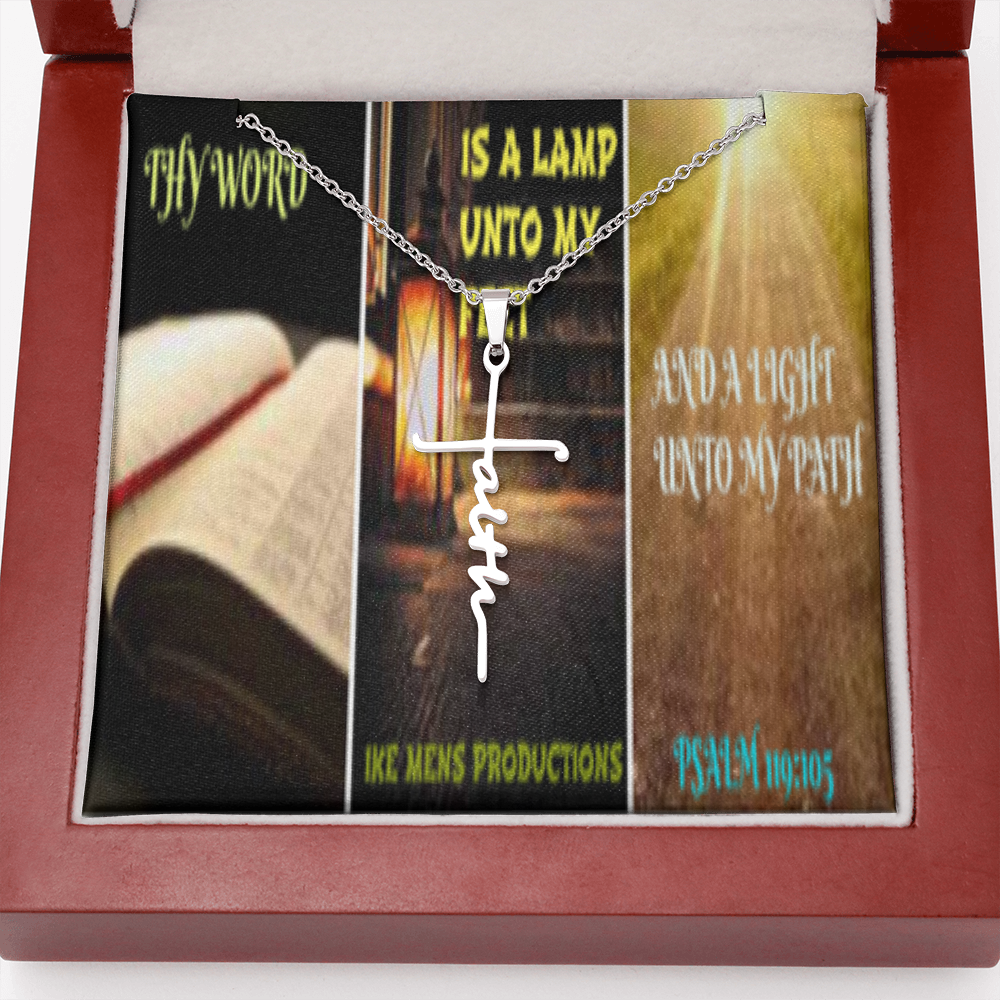 IKE MENS SCRIPTURE COLLAGE FAITH CROSS NECKLACE