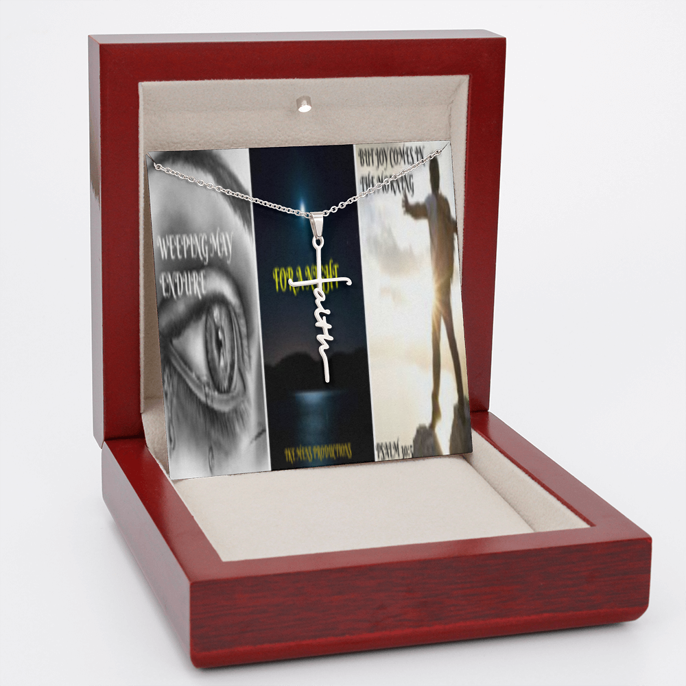 IKE MENS SCRIPTURE COLLAGE  FAITH CROSS NECKLACE