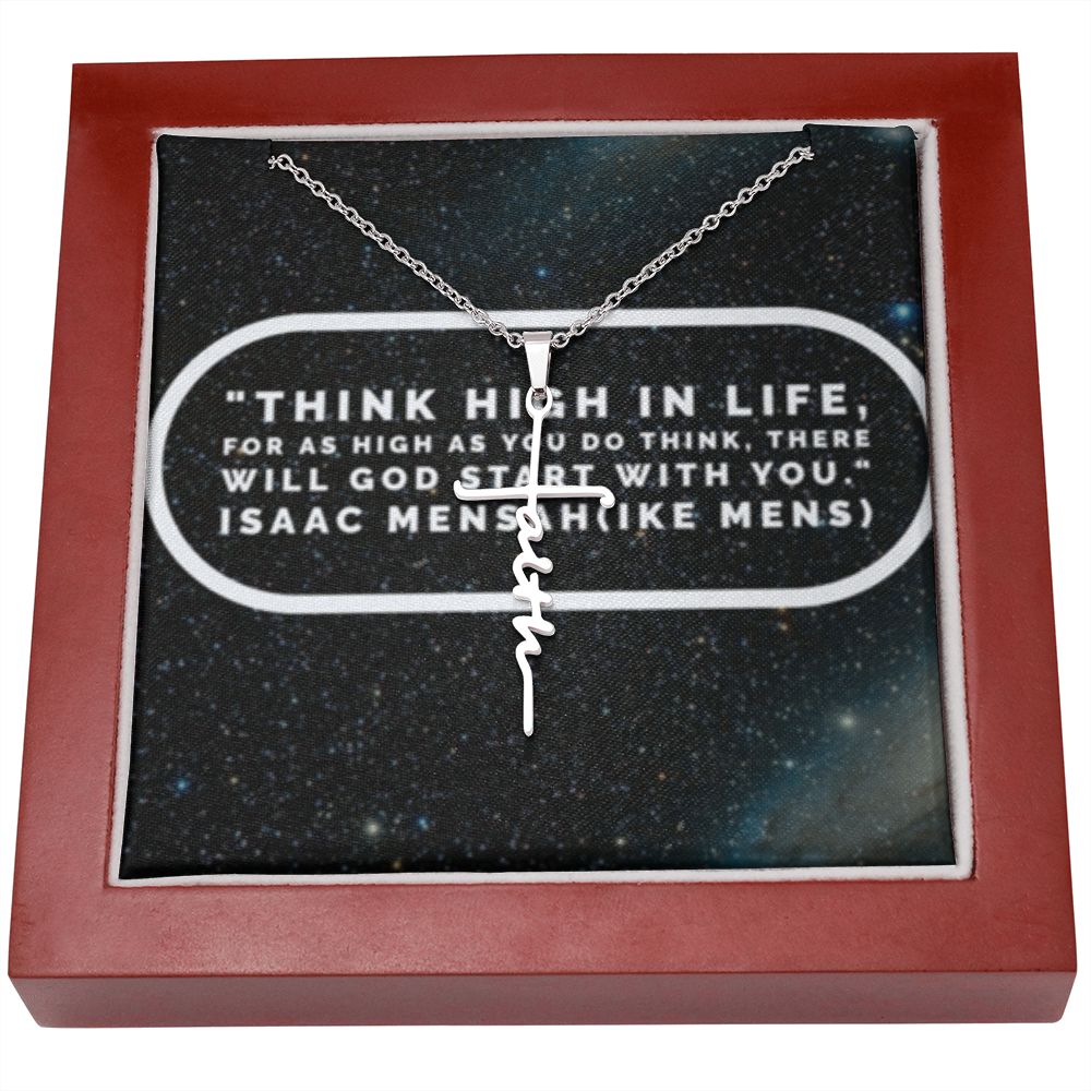 IKE MENS QUOTE FAITH CROSS NECKLACE