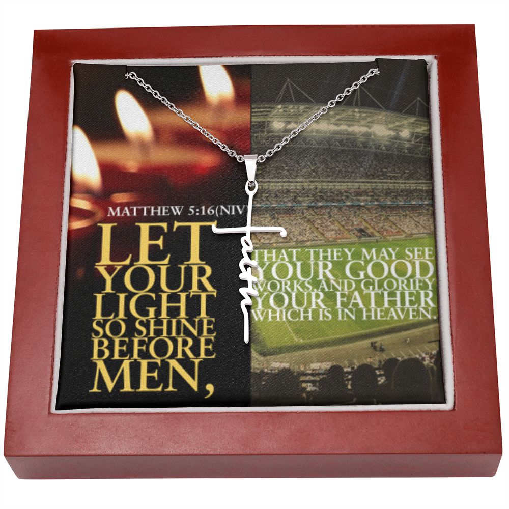 IKE MENS SCRIPTURE COLLAGE FAITH CROSS NECKLACE