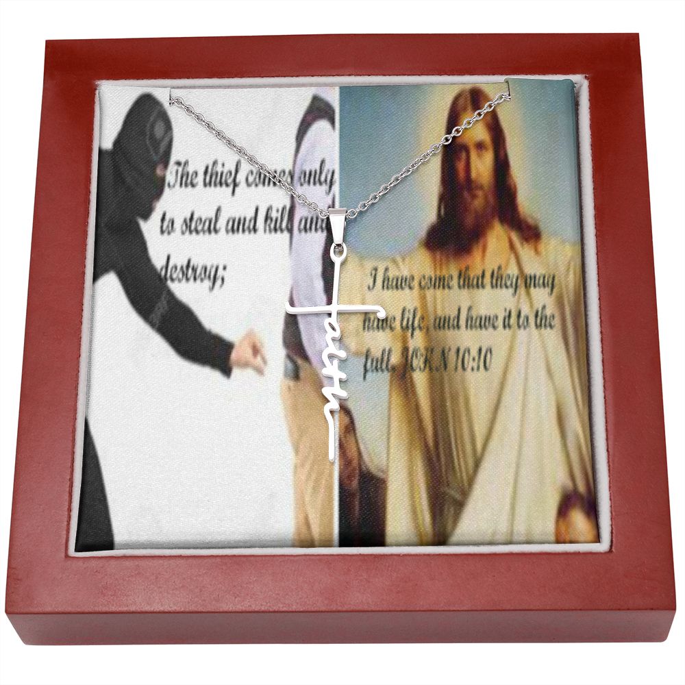 IKE MENS SCRIPTURE COLLAGE FAITH CROSS NECKLACE