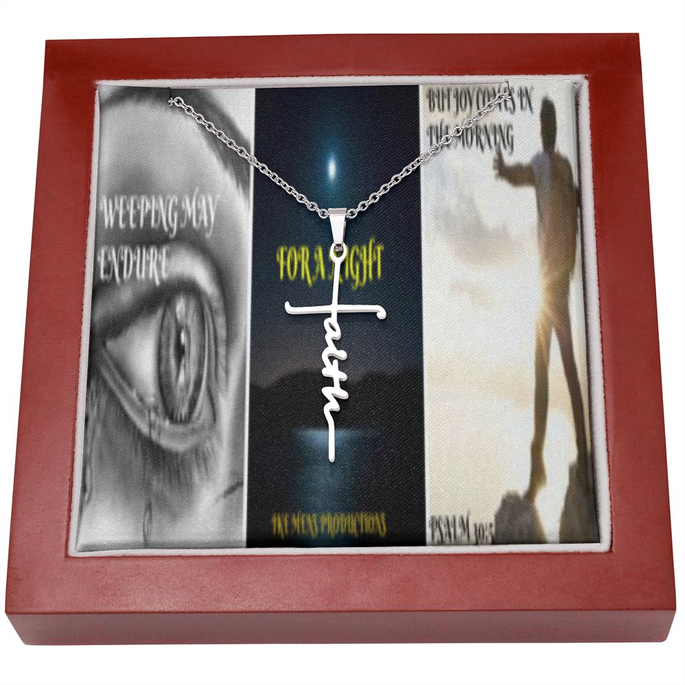 IKE MENS SCRIPTURE COLLAGE FAITH CROSS NECKLACE