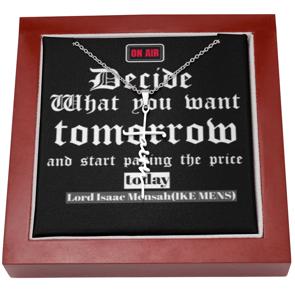 IKE MENS QUOTE FAITH CROSS NECKLACE