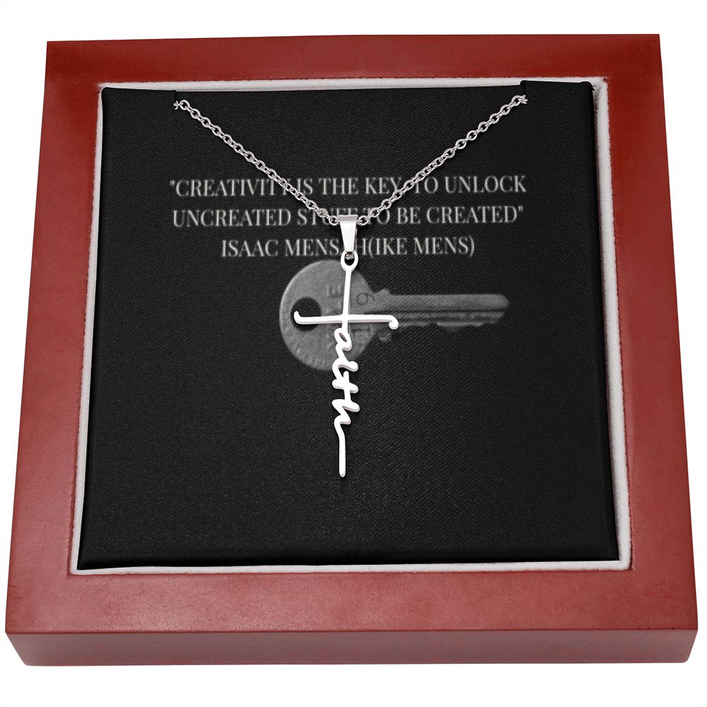 IKE MENS QUOTE FAITH CROSS NECKLACE WITH