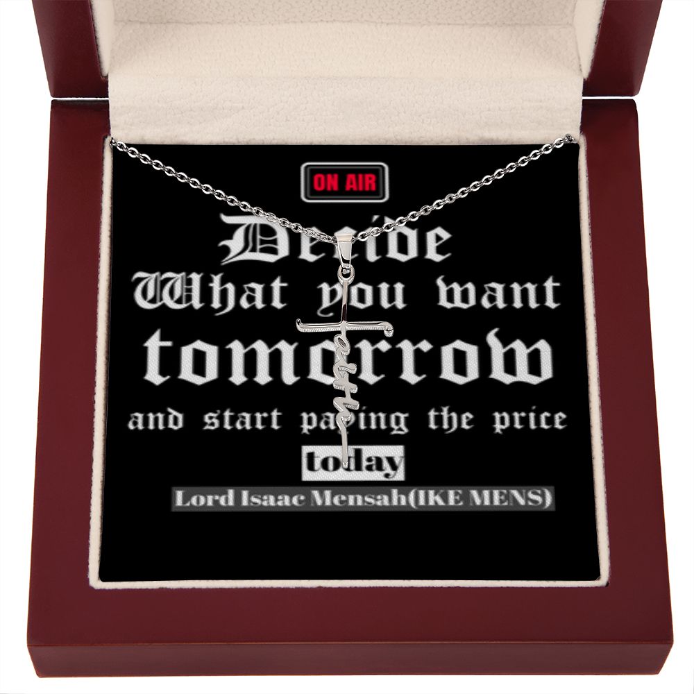IKE MENS QUOTE FAITH CROSS NECKLACE