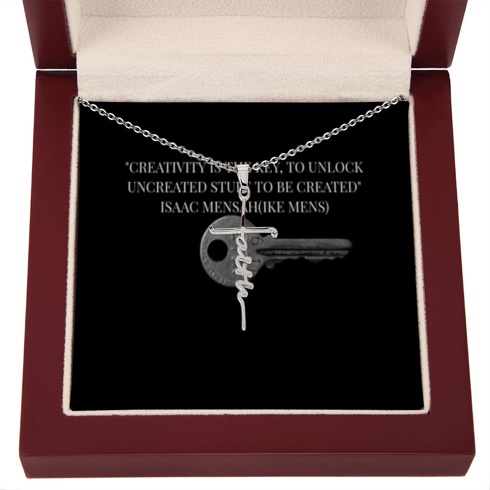 IKE MENS QUOTE FAITH CROSS NECKLACE WITH