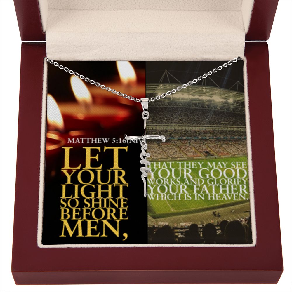 IKE MENS SCRIPTURE COLLAGE FAITH CROSS NECKLACE