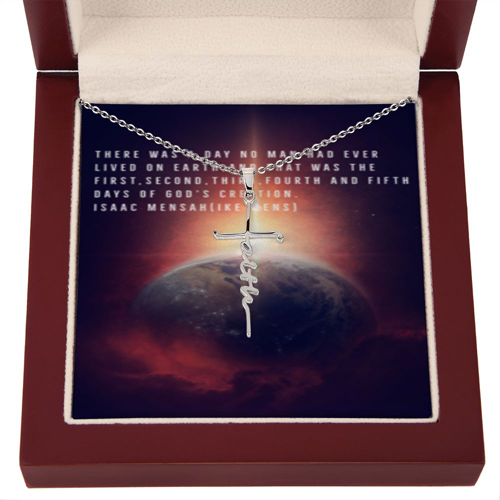 IKE MENS QUOTE FAITH CROSS NECKLACE WITH