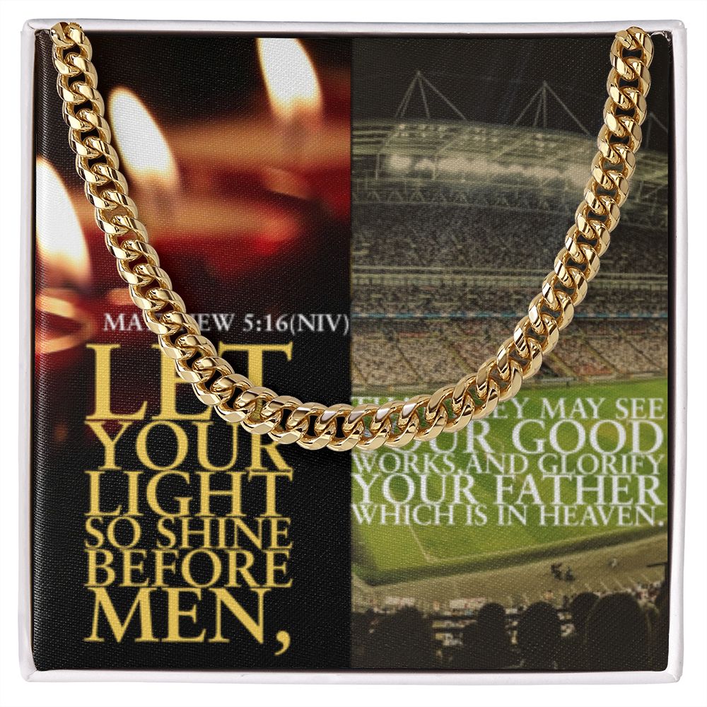 IKE MENS SCRIPTURE COLLAGE CUBAN LINK CHAIN
