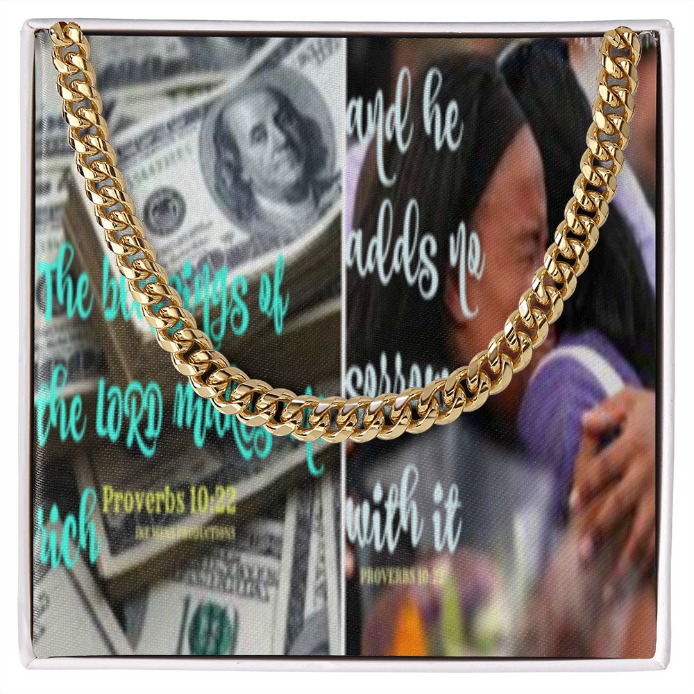 IKE MENS SCRIPTURE COLLAGE CUBAN LINK CHAIN
