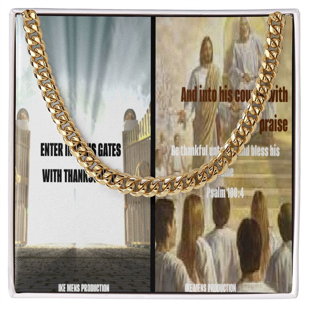 IKE MENS Scripture Collage Cuban link chain