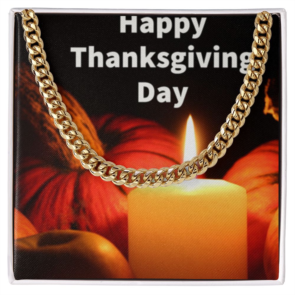 HAPPY THANKSGIVING DAY CUBAN LINK CHAIN