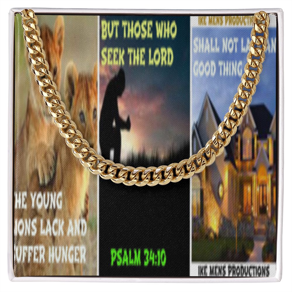 IKE MENS SCRIPTURE COLLAGE CUBAN LINK CHAIN