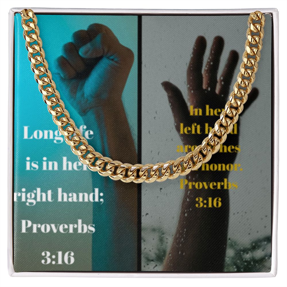 IKE MENS SCRIPTURE COLLAGE CUBAN LINK CHAIN
