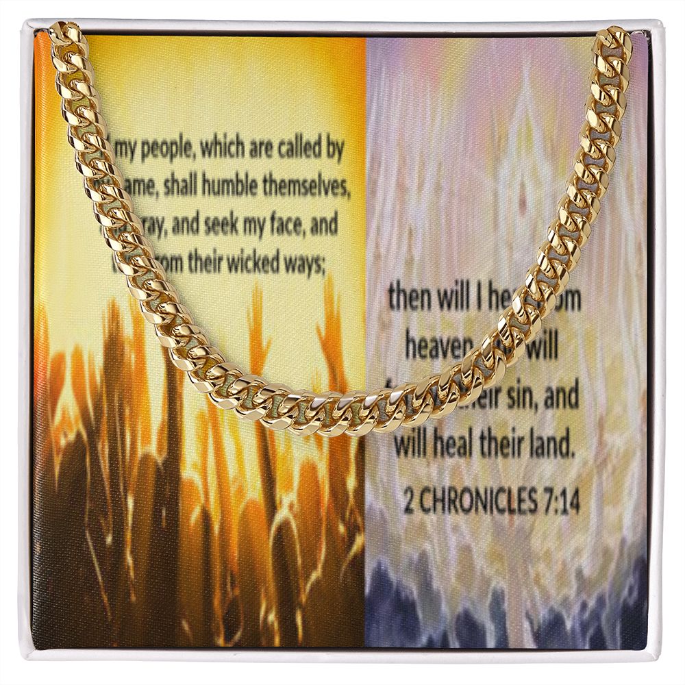IKE MENS SCRIPTURE COLLAGE CUBAN LINK CHAIN