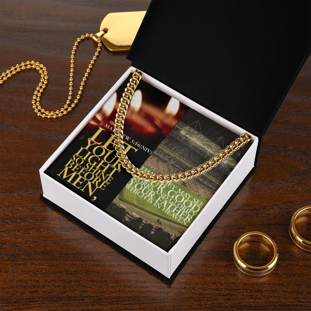 IKE MENS SCRIPTURE COLLAGE CUBAN LINK CHAIN