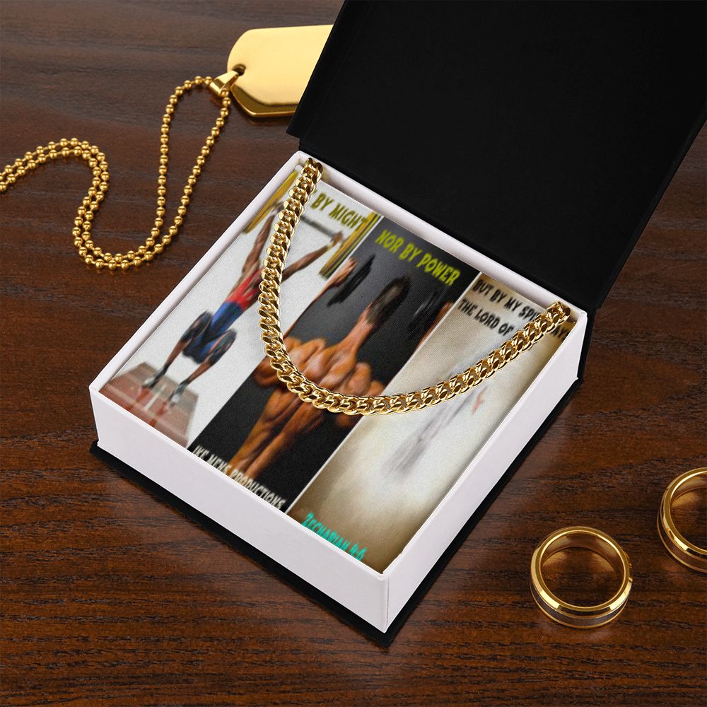 IKE MENS SCRIPTURE COLLAGE CUBAN LINK CHAIN