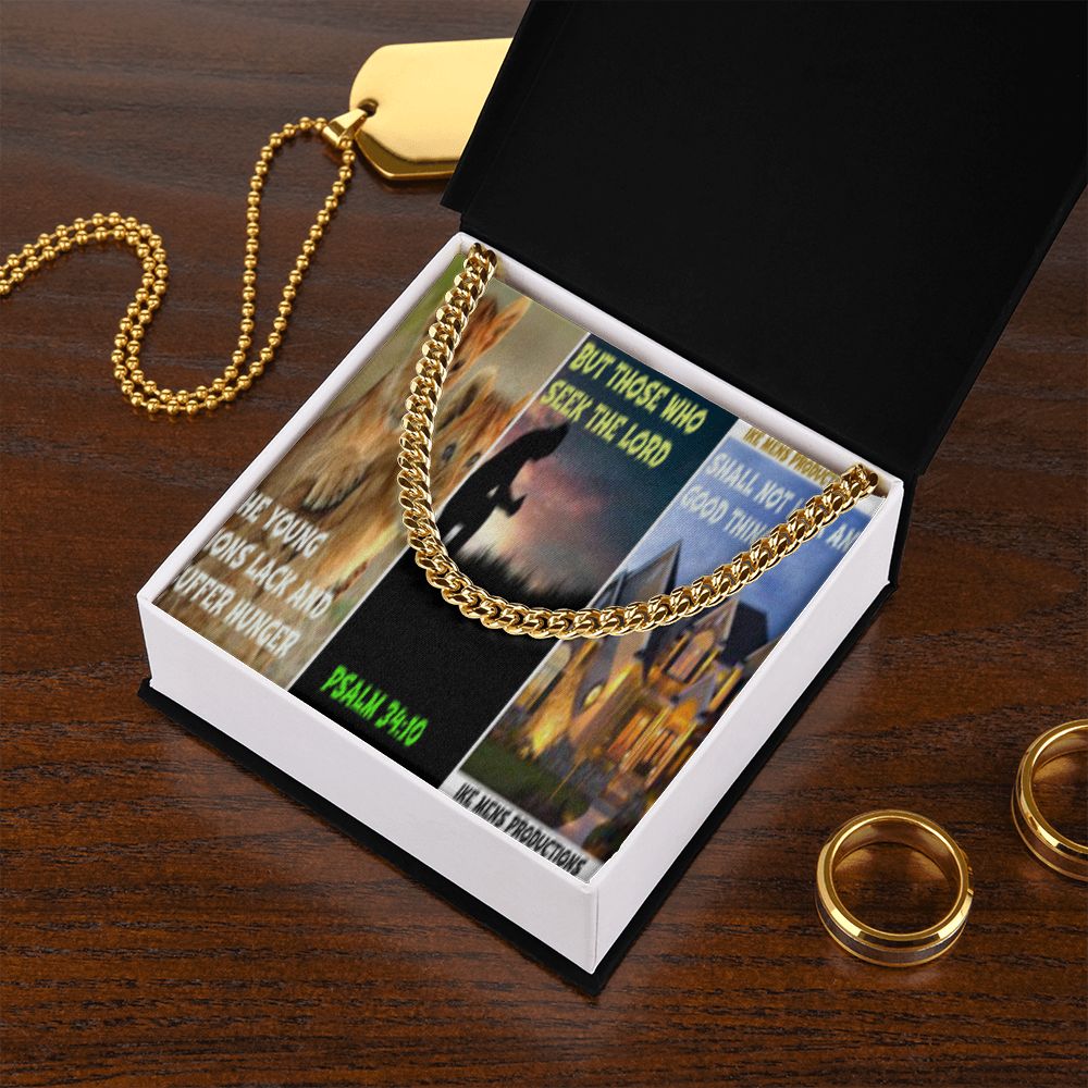 IKE MENS SCRIPTURE COLLAGE CUBAN LINK CHAIN