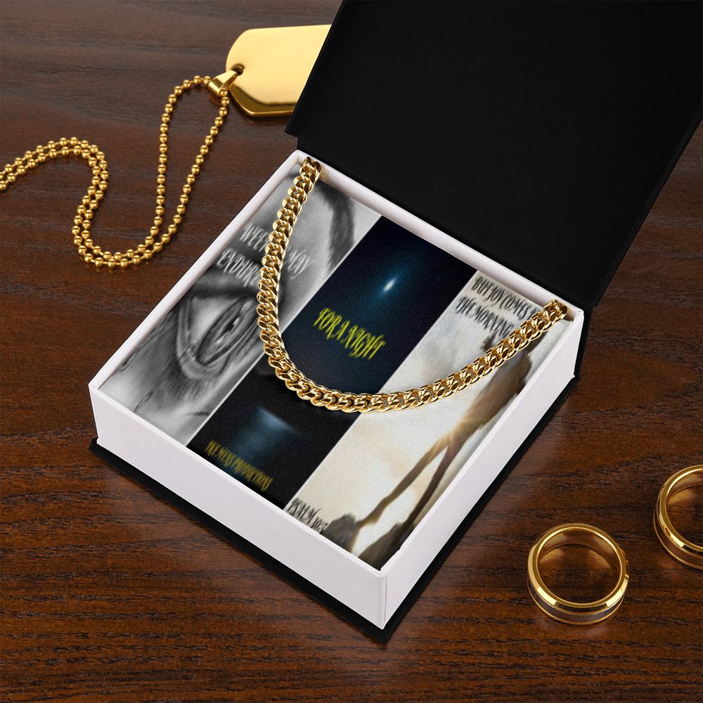 IKE MENS SCRIPTURE COLLAGE CUBAN LINK CHAIN