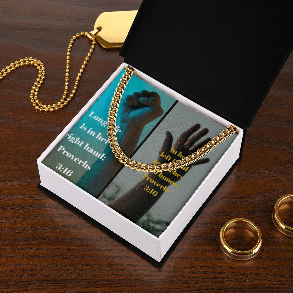 IKE MENS SCRIPTURE COLLAGE CUBAN LINK CHAIN