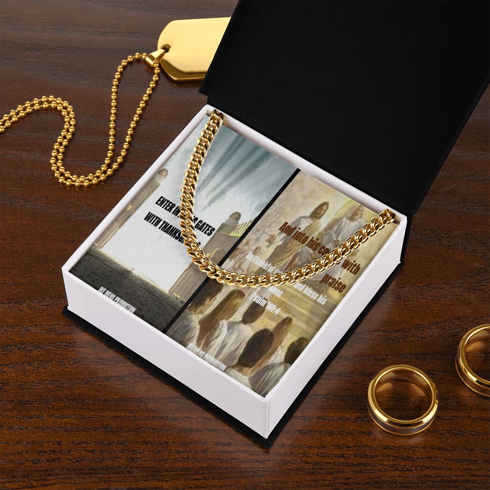 IKE MENS Scripture Collage Cuban link chain