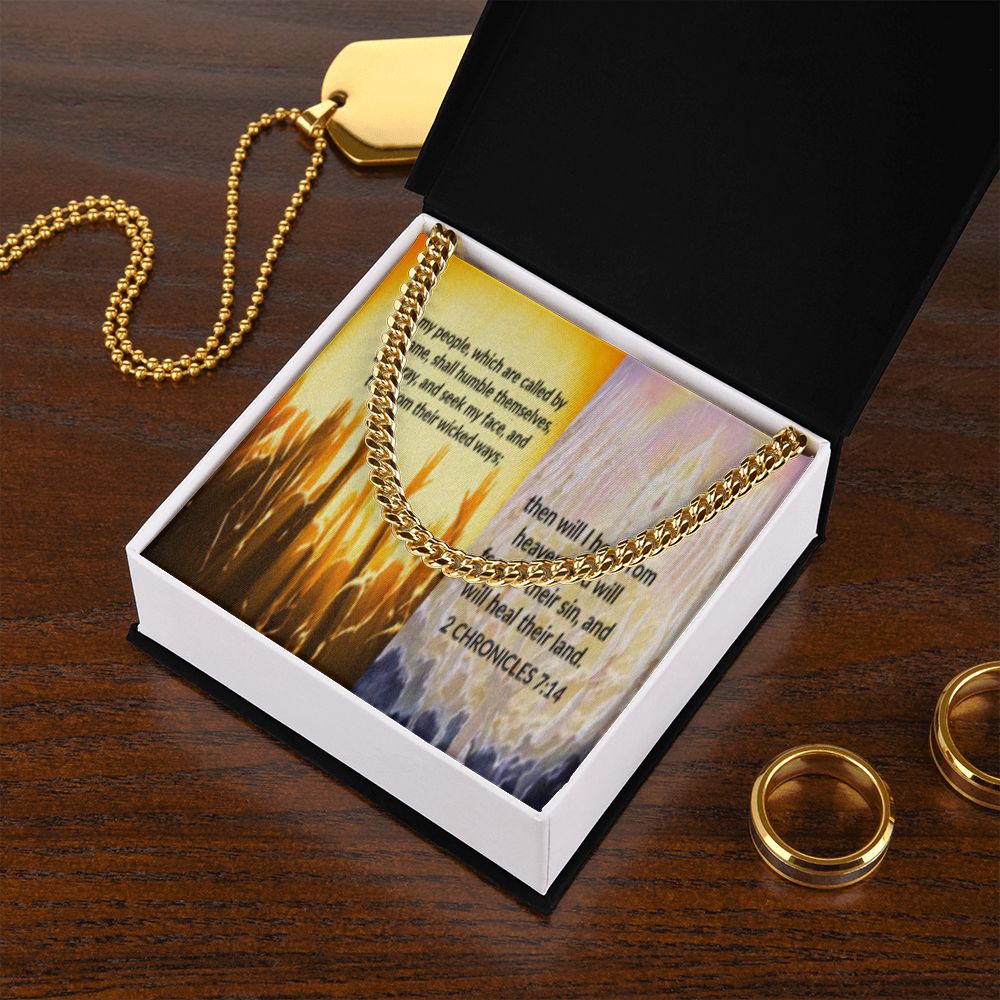 IKE MENS SCRIPTURE COLLAGE CUBAN LINK CHAIN
