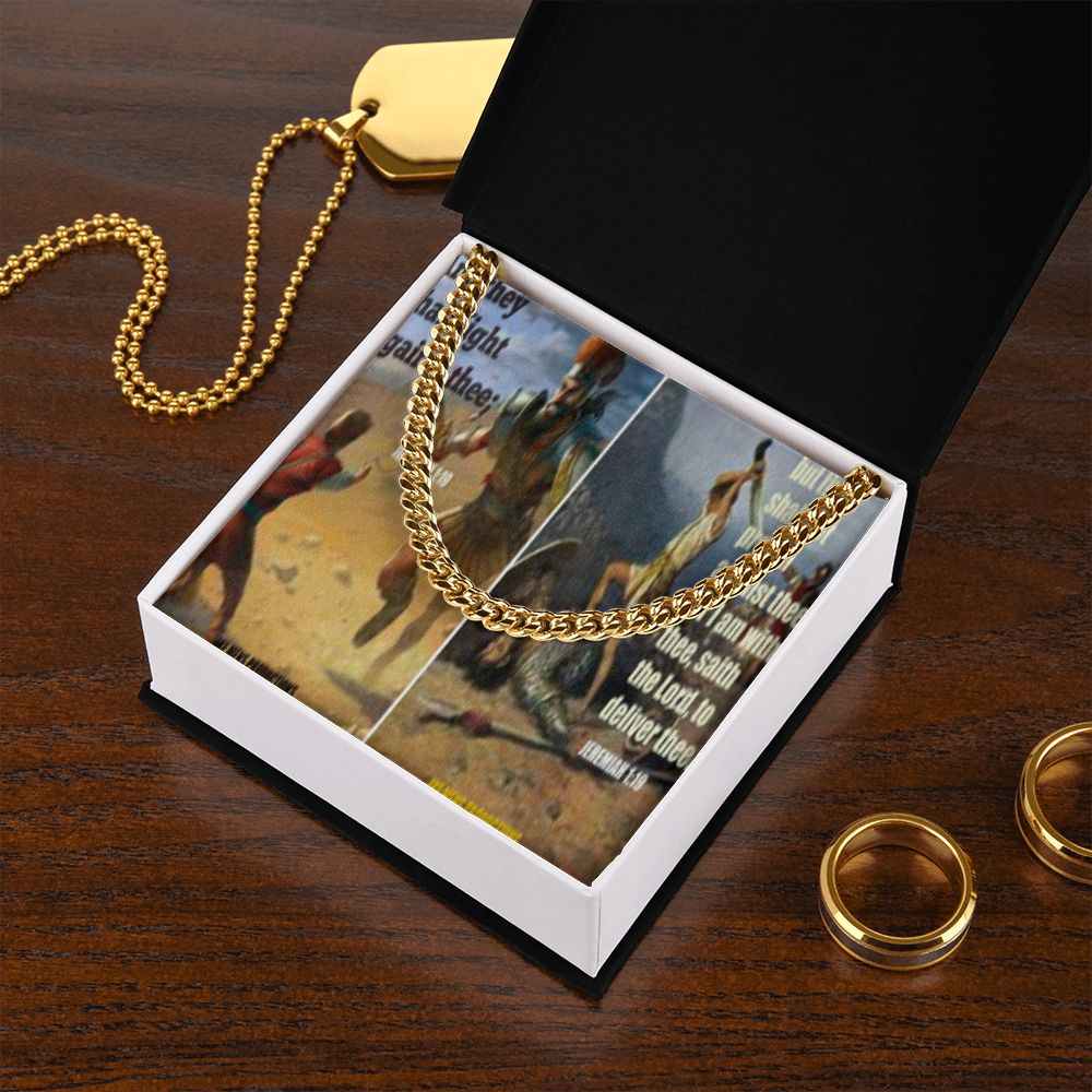 IKE MENS SCRIPTURE COLLAGE CUBAN LINK CHAIN