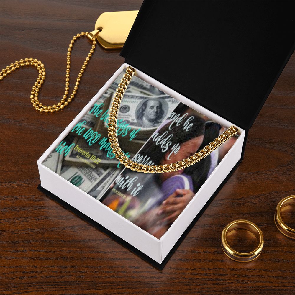 IKE MENS SCRIPTURE COLLAGE CUBAN LINK CHAIN