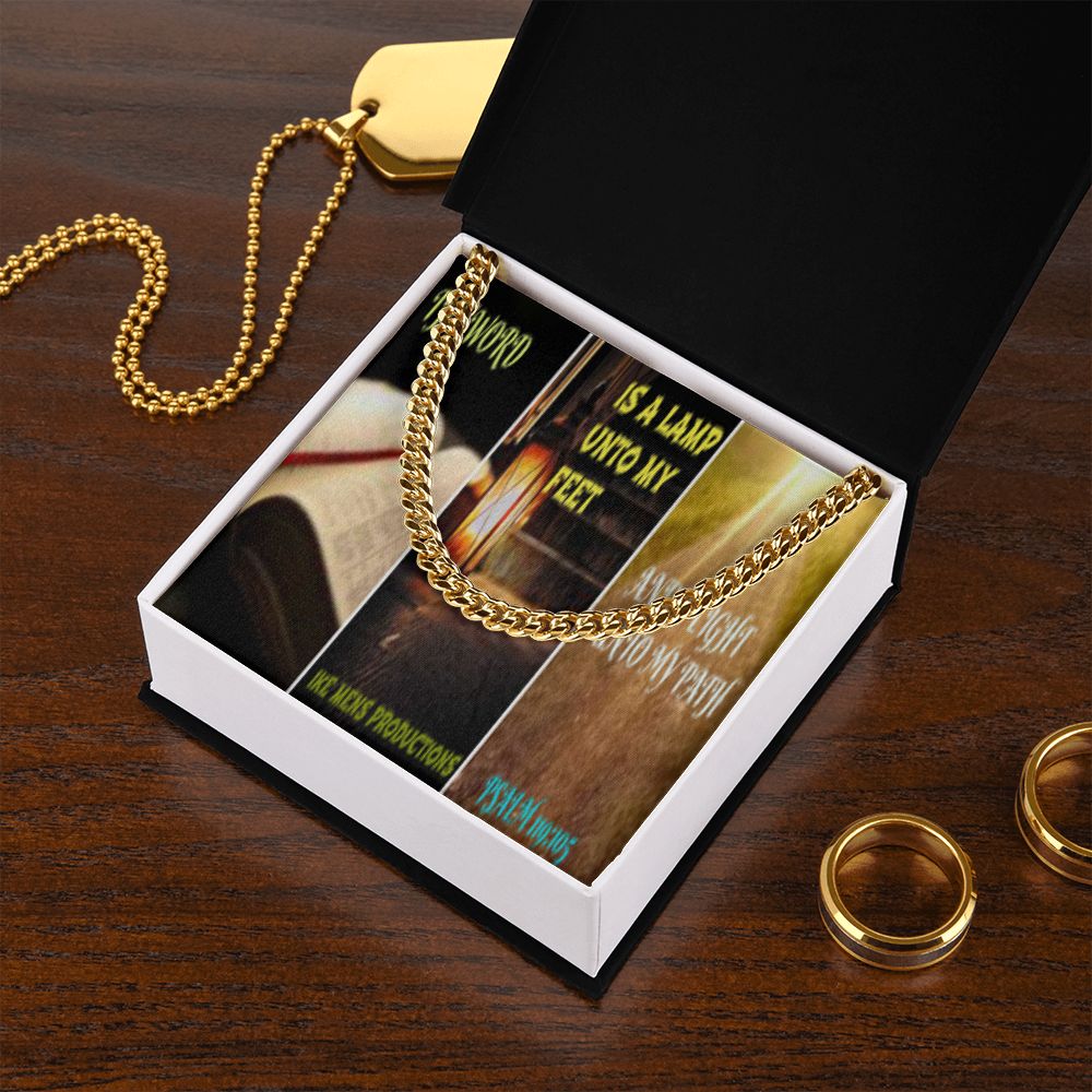 IKE MENS SCRIPTURE COLLAGE CUBAN LINK CHAIN