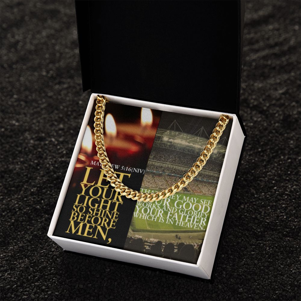 IKE MENS SCRIPTURE COLLAGE CUBAN LINK CHAIN