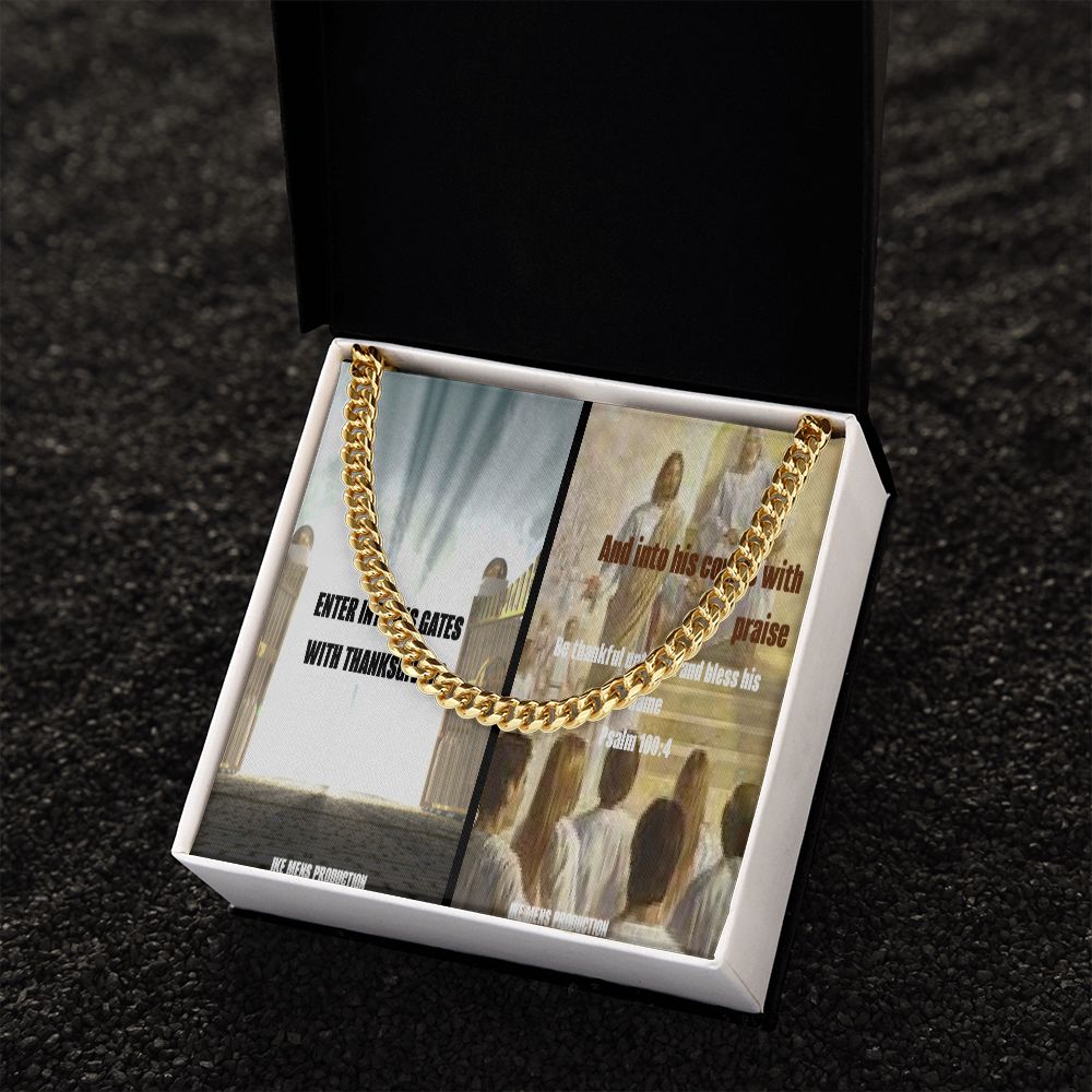 IKE MENS Scripture Collage Cuban link chain