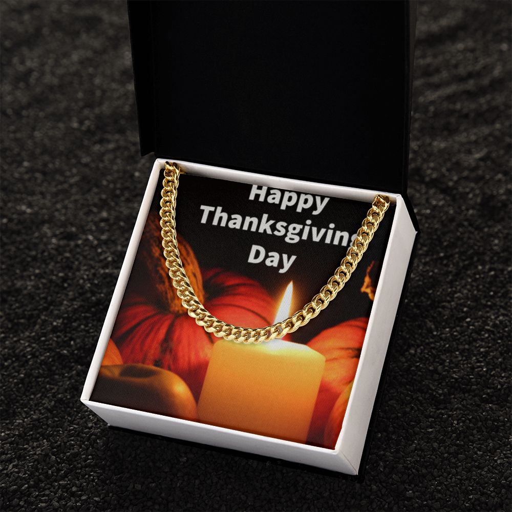 HAPPY THANKSGIVING DAY CUBAN LINK CHAIN