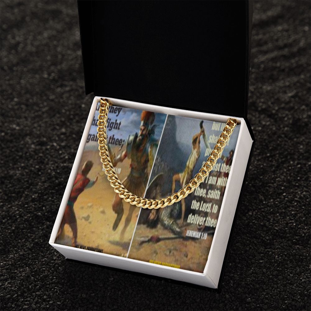 IKE MENS SCRIPTURE COLLAGE CUBAN LINK CHAIN