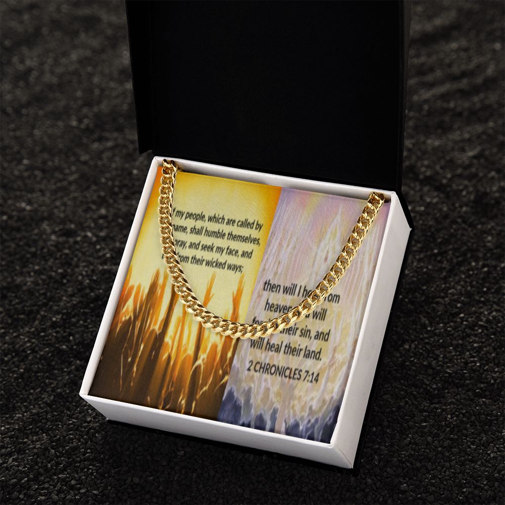 IKE MENS SCRIPTURE COLLAGE CUBAN LINK CHAIN