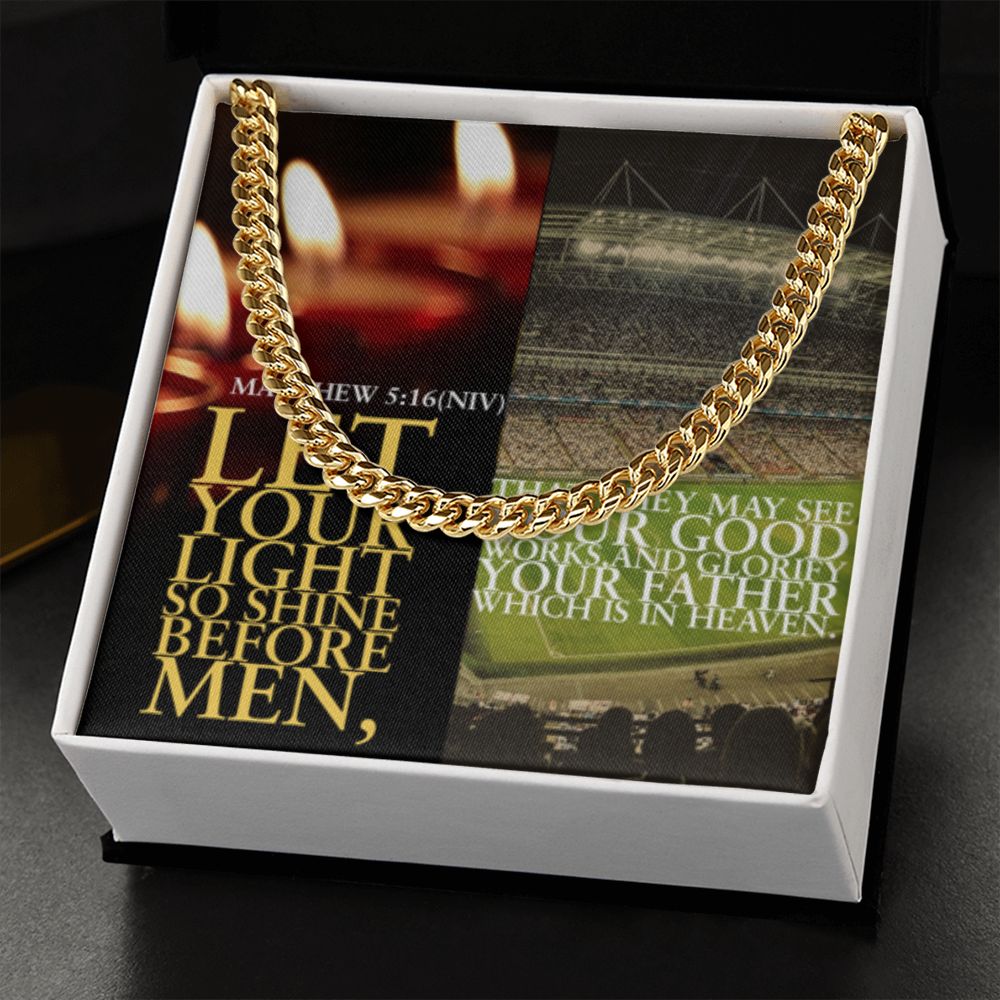 IKE MENS SCRIPTURE COLLAGE CUBAN LINK CHAIN