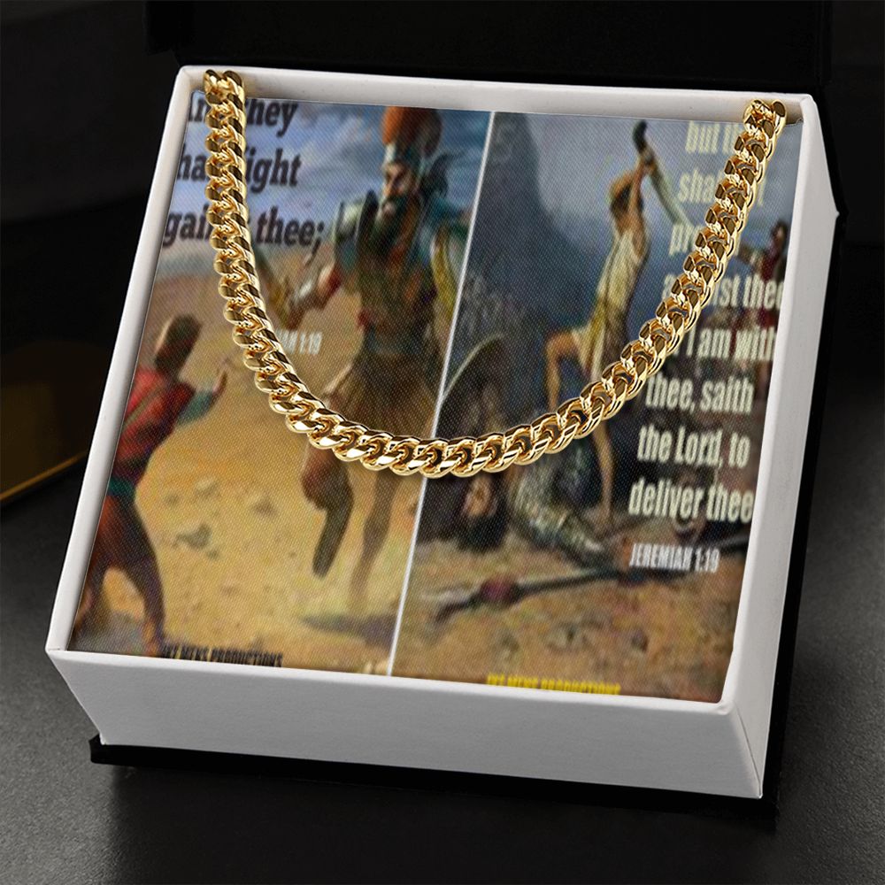 IKE MENS SCRIPTURE COLLAGE CUBAN LINK CHAIN