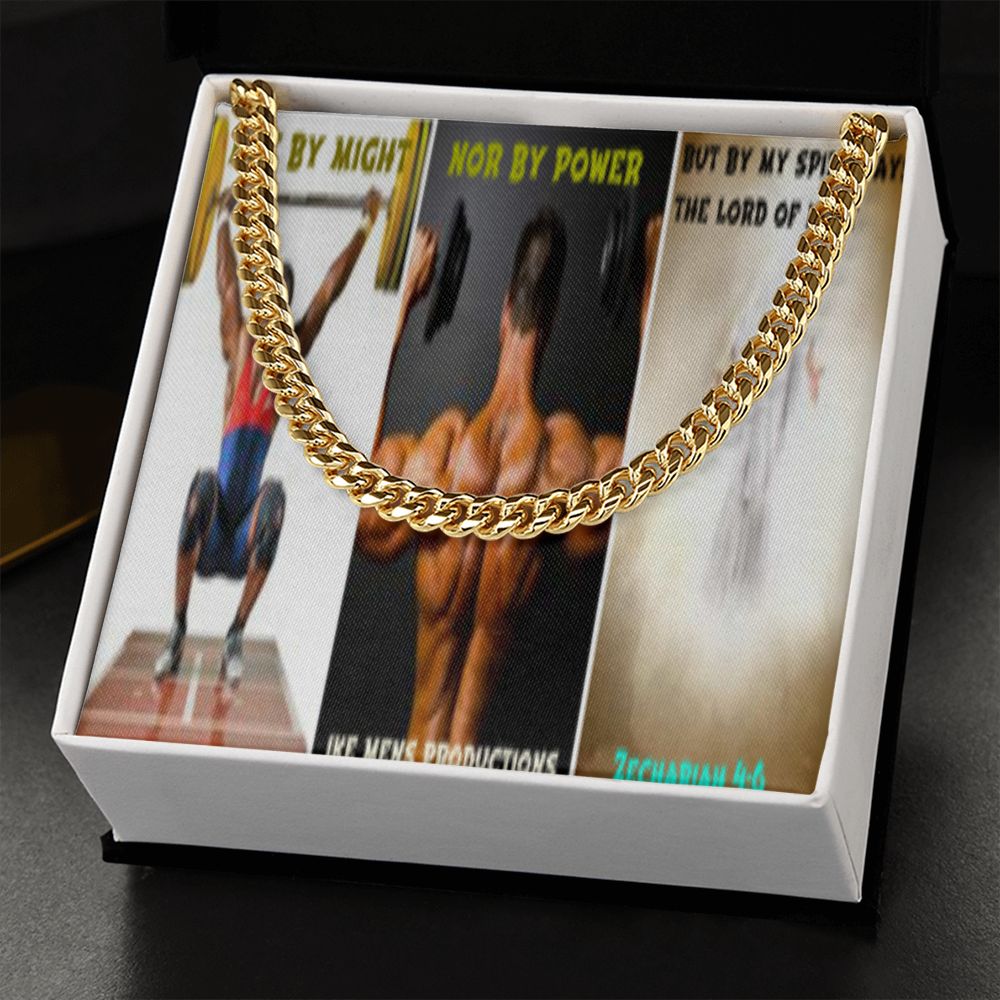 IKE MENS SCRIPTURE COLLAGE CUBAN LINK CHAIN