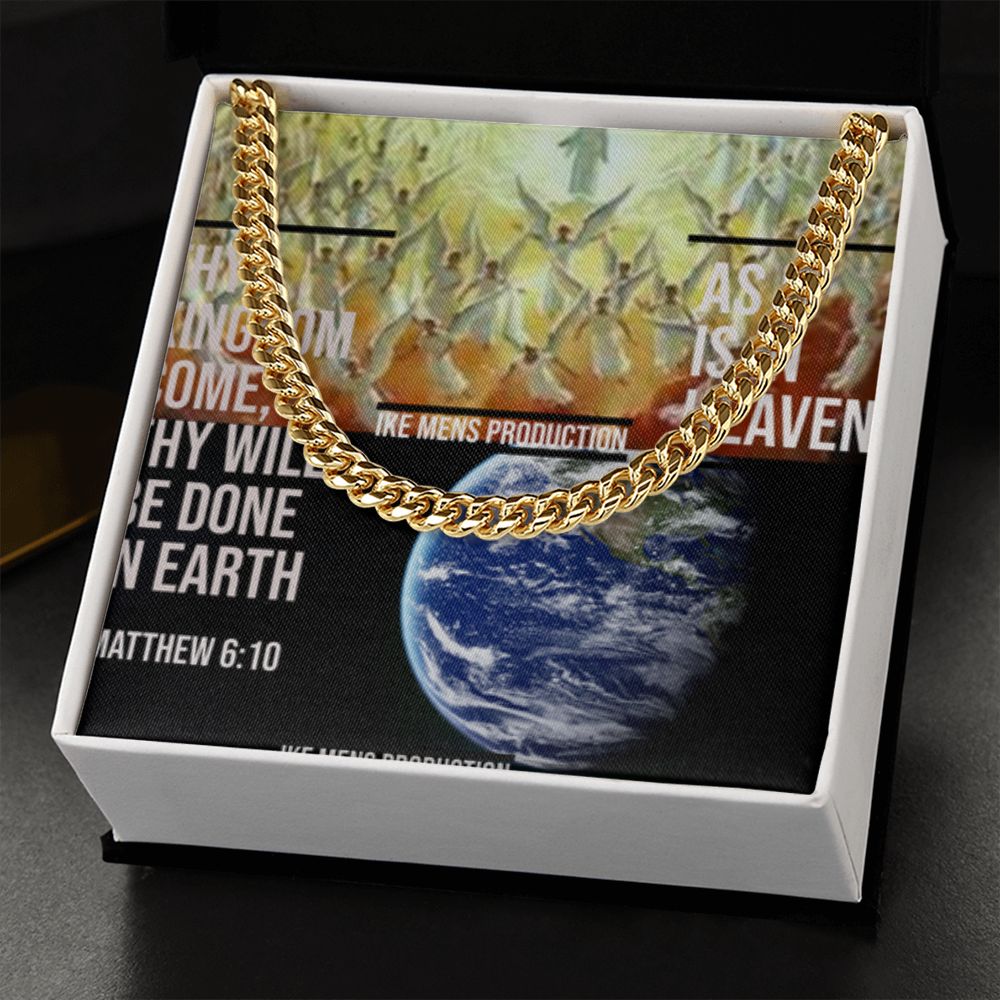 IKE MENS SCRIPTURE COLLAGE CUBAN LINK CHAIN