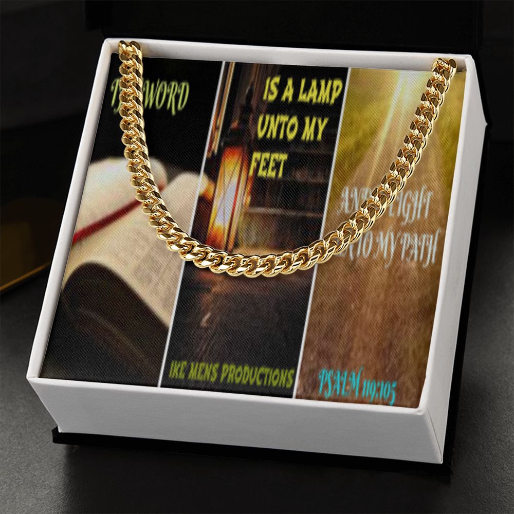 IKE MENS SCRIPTURE COLLAGE CUBAN LINK CHAIN