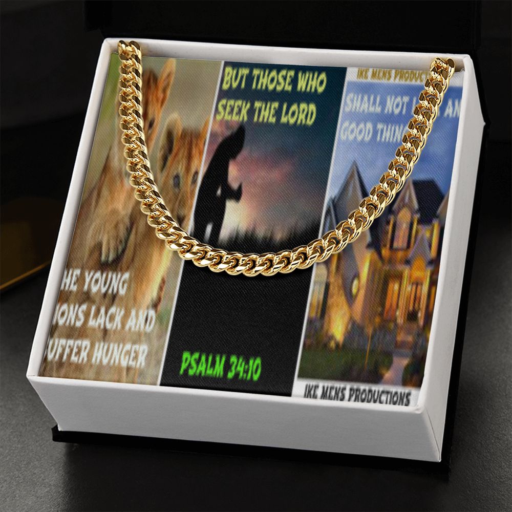 IKE MENS SCRIPTURE COLLAGE CUBAN LINK CHAIN