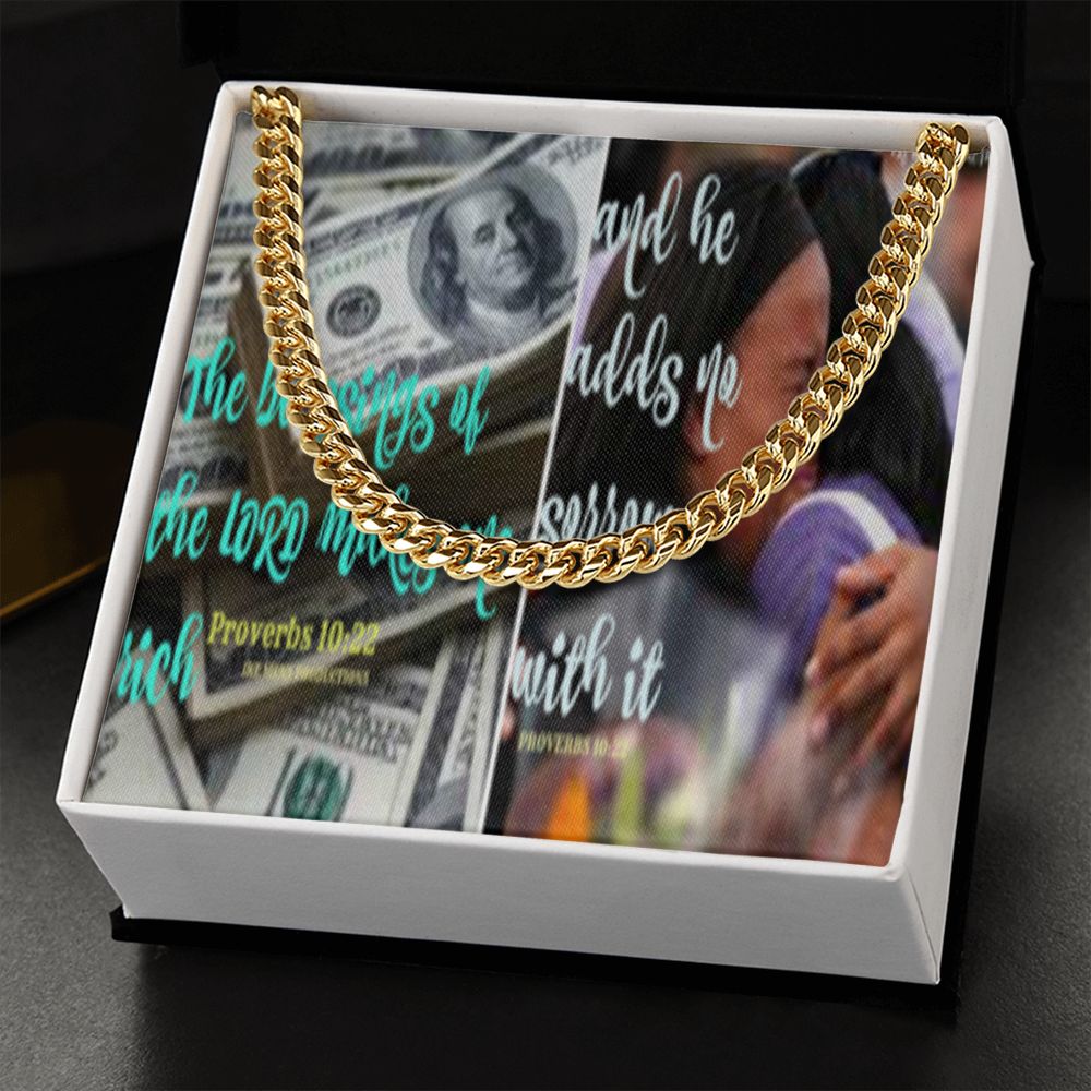 IKE MENS SCRIPTURE COLLAGE CUBAN LINK CHAIN