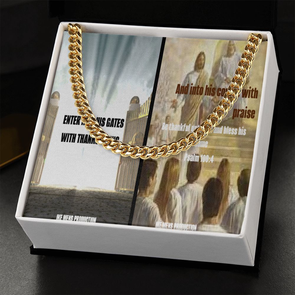 IKE MENS Scripture Collage Cuban link chain