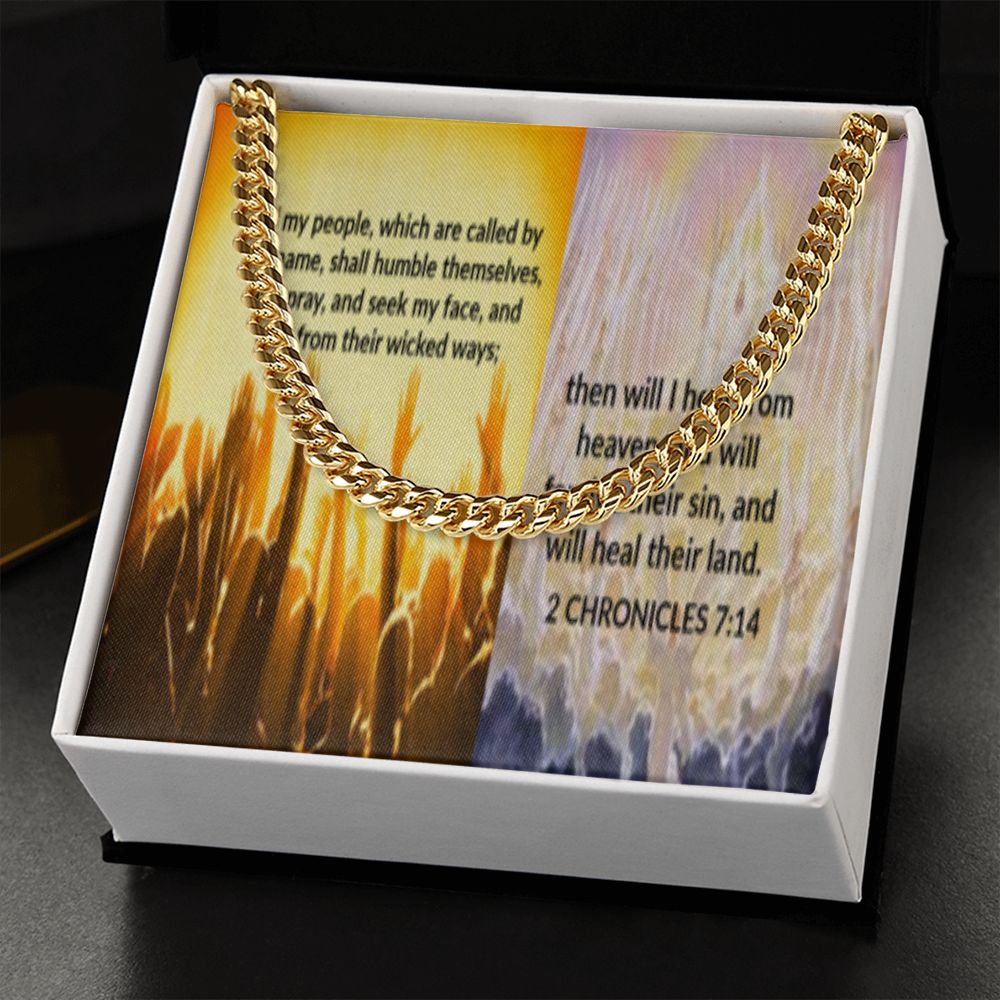 IKE MENS SCRIPTURE COLLAGE CUBAN LINK CHAIN