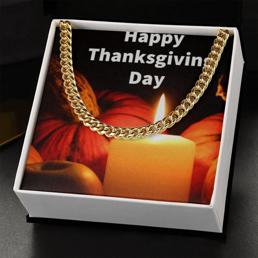 HAPPY THANKSGIVING DAY CUBAN LINK CHAIN