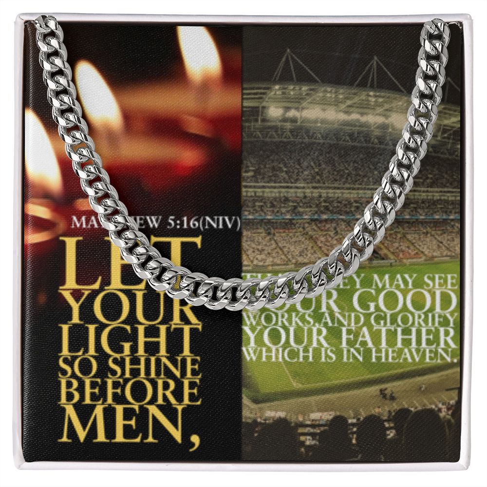 IKE MENS SCRIPTURE COLLAGE CUBAN LINK CHAIN